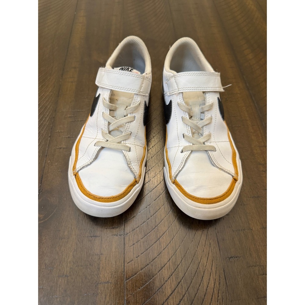 Nike Court Legacy Kids White Black Mustard Leather Sneakers Size 3Y Boys - Picture 3 of 7